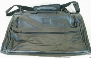 Vtg Tumi Black Leather Luggage Full Size Tri - Fold Travel Garment Bag