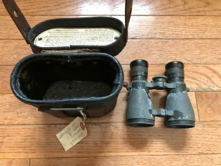 Vintage German Wwi Fernglas 08 Binoculars Emil Busch Rathenow W/case