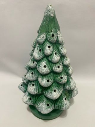Vintage Ceramic Light Up Frosted Christmas Tree Lights 14 " Mold Mistletoe Base
