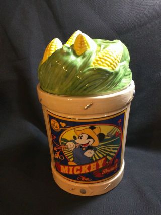 Enesco Disney Farmer Mickey Mouse Brand Corn Basket Cookie Jar