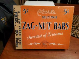 Vintage Dl Clark Zagnut Zag - Nut Great Cond Candy Bar Box Pittsburgh Pa 12 " X9.  75 "