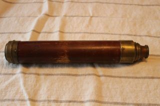 Vintage Antique Nautical Spyglass Brass Wood And Glass 19e Century Pirate Style
