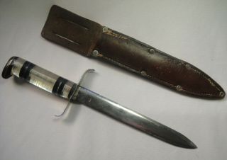 Vintage Wwii Theater Homemade Combat Fighting Trench Knife,  Leather Sheath