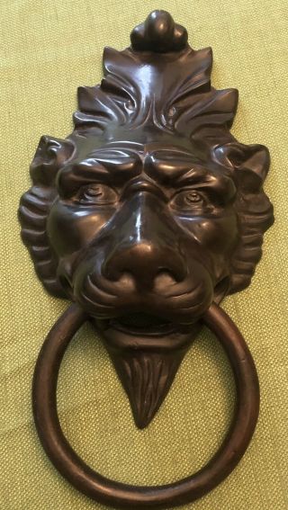 Vintage Maitland Smith Large Bronze Lion Head W/ring,  Door Knocker W/tag 15 "