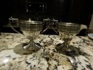 Vintage Creamer And Sugar Silver Plate Marked J (crown) F