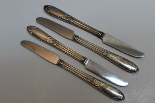 4 National Silver Co King Edward Silverplate Flatware Grille Knives