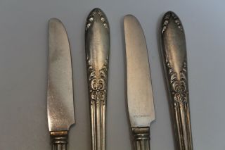 4 National Silver Co King Edward Silverplate Flatware Grille Knives 2