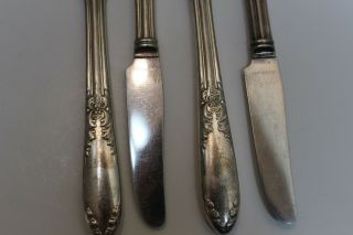 4 National Silver Co King Edward Silverplate Flatware Grille Knives 3