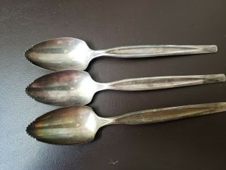 3 Antique Vintage Collectible Grapefruit Spoons 6 " Wm Rogers Silver Plate -