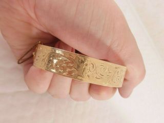 1/5th 9ct Gold Bronze Core Heavy Vintage Engraved Bangle,  24.  7 Grams,  9k 375
