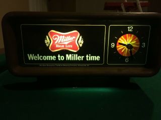 1983 Miller High Life Beer Light Up Clock Bar Sign