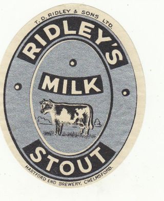 English Beer Label.  Ridley,  Chelmsford