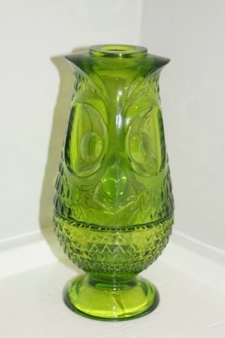 Vintage Viking Glass Green Owl Glimmer Fairy Candle Lamp