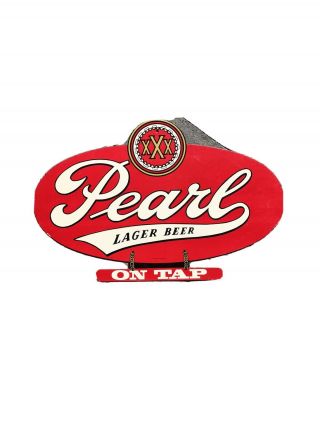 Vintage Pearl Lager Beer On Tap Sign 21” Cardboard