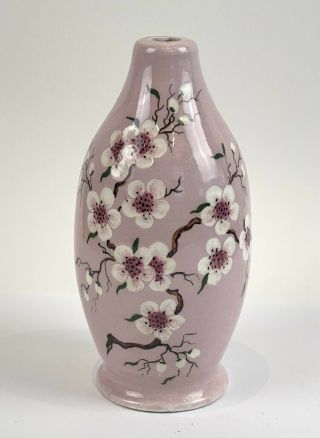 Vintage 1950s Guy Boyd Australian Pottery Lamp Base - Flowers On Pink Ground