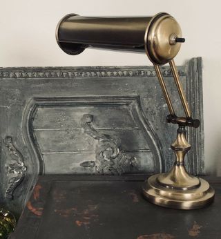 Vintage Art Deco Heavy Brass Adjustable Bankers Desk Lamp Piano Lamp