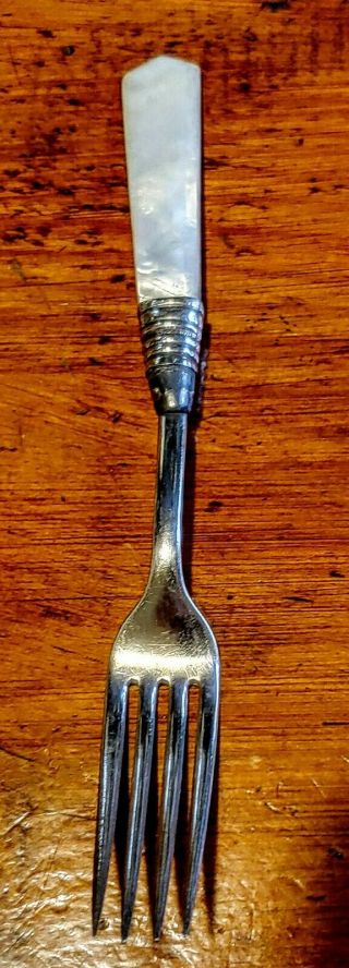 Vintage Mother Of Pearl Fork With Sterling Silver Band