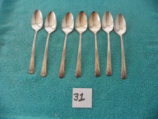 Set Of 7 Oneida Community 1940 Milady Teaspoons Silver Plate