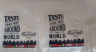Set Of 2 Disney Epcot Food & Wine Festival 2014 Acrylic Food And Drink Trays B2