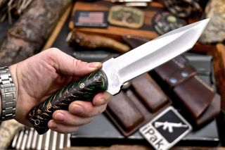 Cfk Ipak Handmade Dc53 Tool Steel Custom Pine Cone Corelon Tanto Hunting Knife