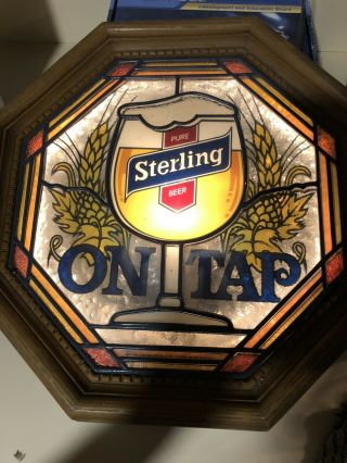 1980 Pure Sterling Beer On Tap Lighted Wall Hanging Sign Great Plastic