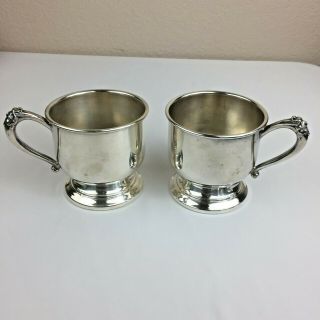 2 Sheridan Antique Silver On Copper Mug Cup Flower Handle 180 Grams Holds 8oz