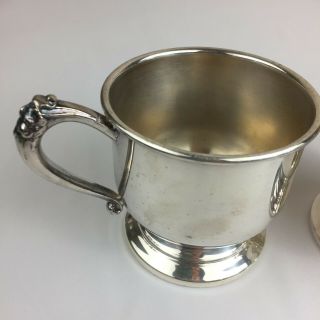 2 Sheridan Antique Silver on Copper Mug Cup Flower Handle 180 Grams Holds 8oz 2