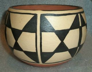 Vintage Santo Domingo Native Pueblo Indian Pottery Bowl Signed Vicky Calabaza