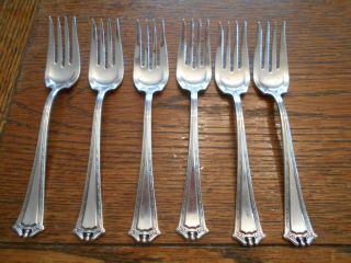 6 Rogers 1914 Continental Pattern Salad Or Dessert Forks Is Silverplate 2390