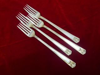 Holmes And Edwards Century Silver Plate Grille Fork Set Of 4 No Monogram.  7 5/8 "