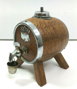 Vintage Solid Oak Miniature Novelty Wine Barrel By Nelcraft England