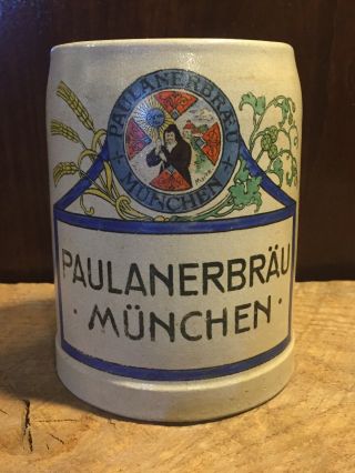 Vintage Paulaner Munchen German Beer Stein Wick Werk 1/2l Mug