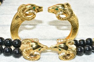 Vintage Kenneth Jay Lane Kjl For Avon Gold Plated Ram Bracelet Necklace Set