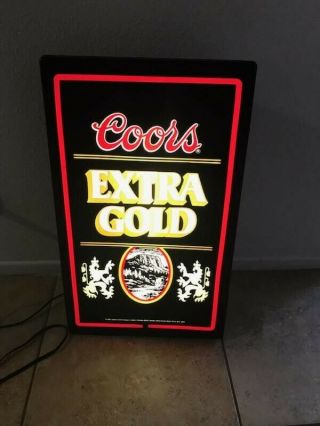1985 Coors Extra Gold Beer Lighted Sign Bar Pub Vintage Man Cave