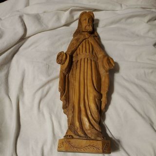 Vintage Hand Carved 14” Olive Wood Statue Of Jesus From Bethlem