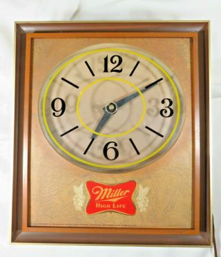 Miller High Life Beer Sign Vtg Electric Lighted Hanging Wall Clock - Please Read