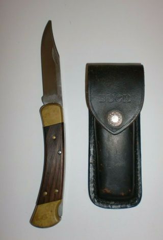 Vintage Buck 110 Usa Lockback Folding Knife Pocket Knife Leather Sheath