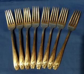 Eight Rogers Bros 1847 “daffodil” Silverplate Silver Plate (8) Dinner Forks