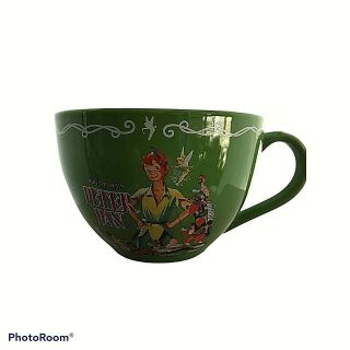 Walt Disney Presents Peter Pan Coffee Cup Soup Mug Xl Green Tinkerbelle 16 Oz