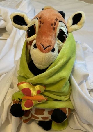 Disney Parks,  Disney Babies Giraffe 13” Plush Toy,  Leaf Blanket With Butterfly