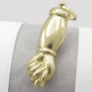 Vintage Victorian Revival 14k Yellow Gold Figa Hand Charm Pendant