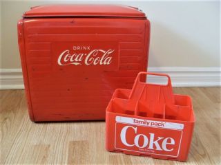 Coca - Cola St.  Thomas Vintage 1962 Great Red Metal Cooler Wt Tray & 6 Pack Crate