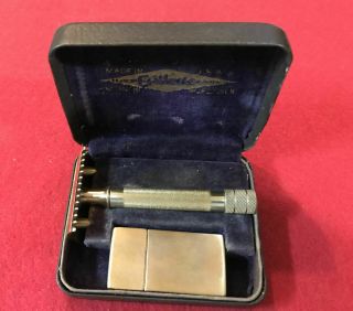 Vintage Razor - Gillette Single Ring " Old - Type " Razor Set With Blade Bank & Blades