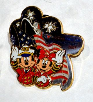 Dcl Disney Cruise Line Le 750 3d Pin Captain Mickey & Minnie Indepence Day 2005