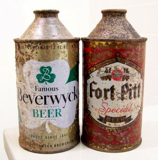 C.  1940s/50s Beverwyck Irtp/fort Pitt Special Hp Cone Top Beer Cans