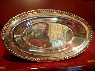 Vintage Wm Rogers Silver Plate Oval Bread Serving Tray 4519