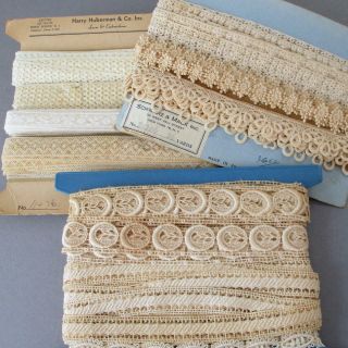 3 Bolts Vintage Creamy Valenciennes Embroidered Lace Trims 3/8 " - 1 " Wide Dolls