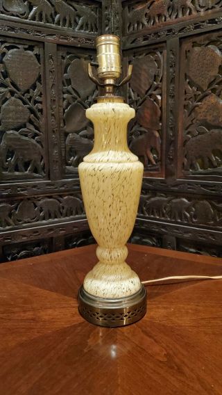 Stunning Vintage Mid Century Modern Yellow Murano Glass Lamp Mcm Table Boudoir