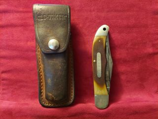 Vintage Schrade U.  S.  A 25ot Alaskan Hunter Knife W/ Leather Belt Sheath