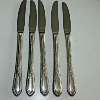 5 Vintage Wm.  A Rogers A1 Plus Oneida MEADOWBROOK HEATHER Grille Knives 2